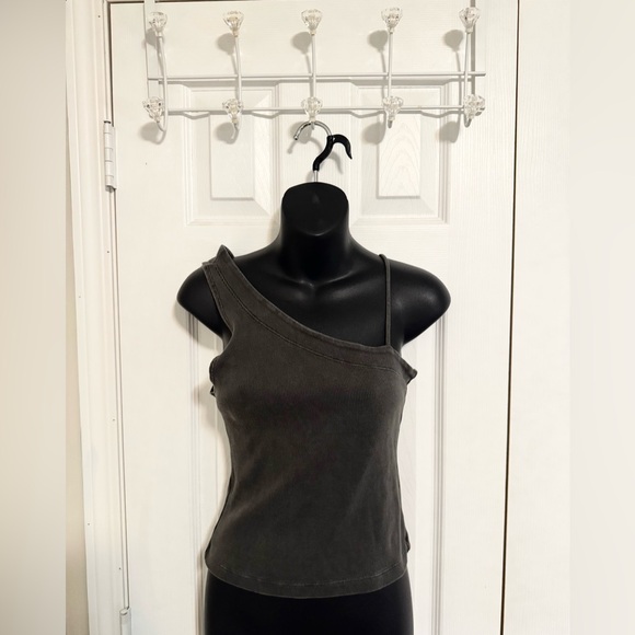 Free People Tan Lines Asymmetrical Ribbed Tank Top - Picture 2 of 5